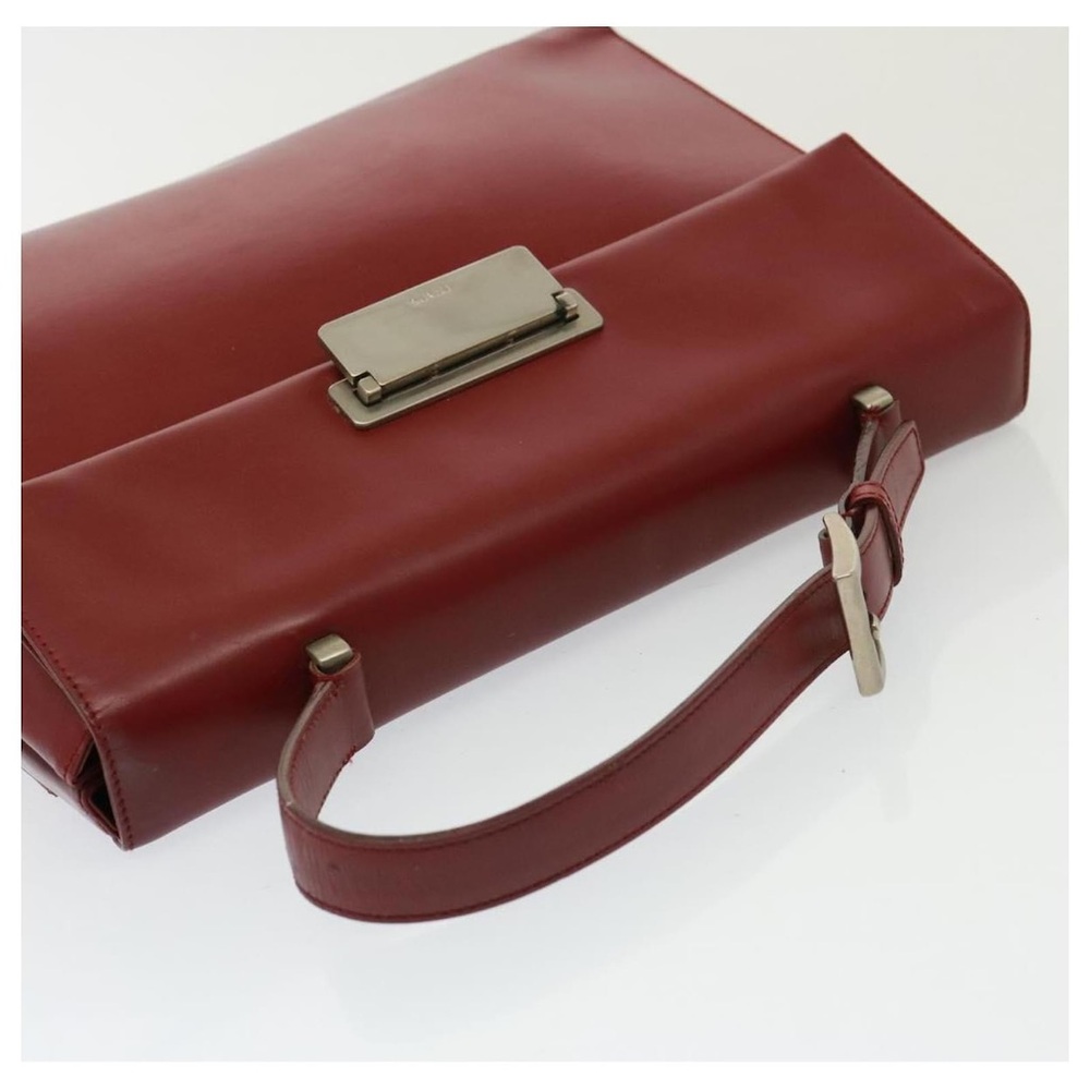 Prada Red Leather Satchel Bag | Vintage | Structured Top Handle Classic - Picture 13 of 16
